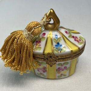 Limoges Porcelain Trinket Box with Tassel